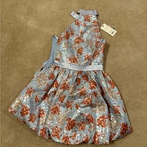 LoveShackFancy Shimmering Floral Dress in Lavender and Coral